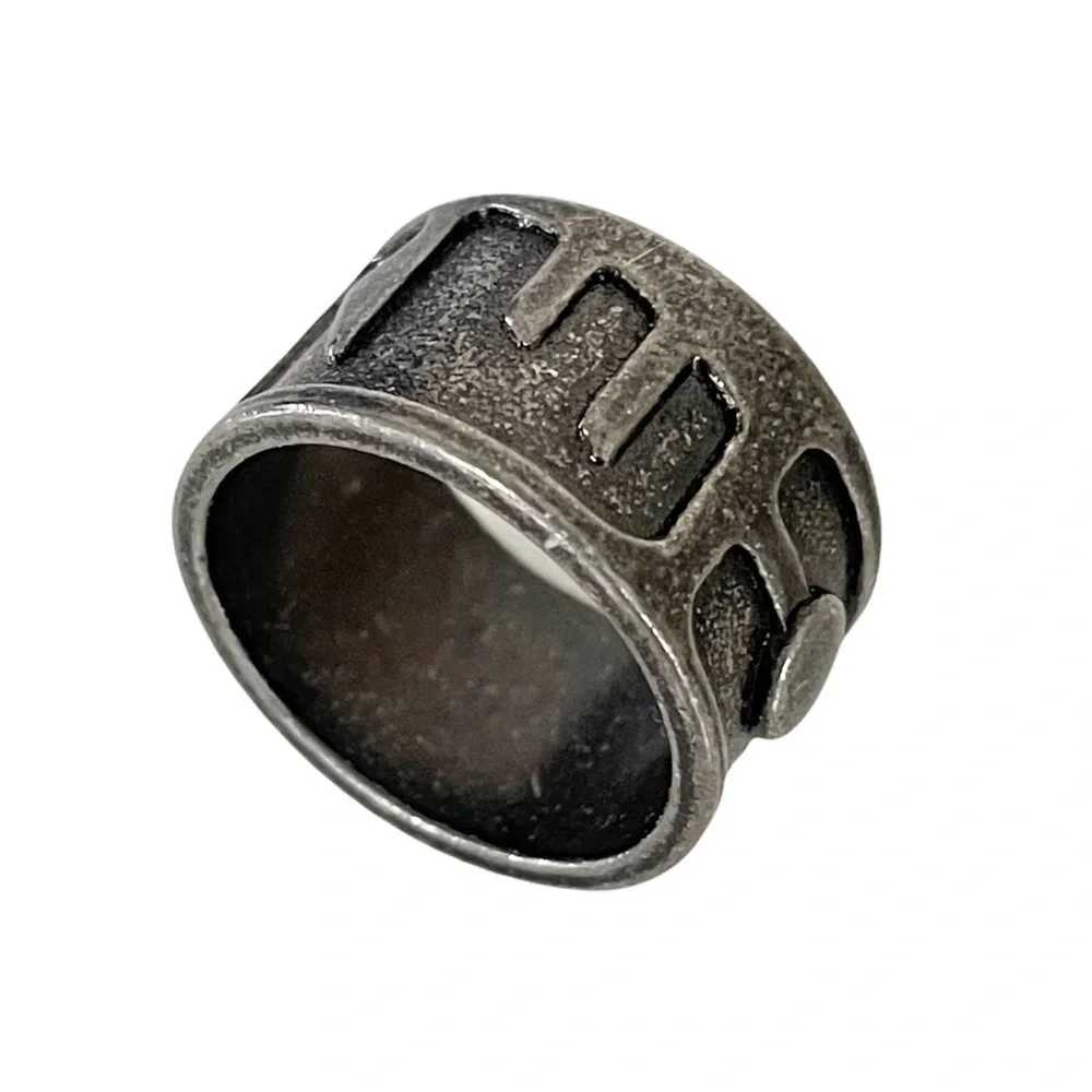 Stylish Gray Metal Ring with Accents 2.5” Circumference